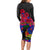 Haiti Independence Day Long Sleeve Bodycon Dress Hibiscus Neg Marron - Wonder Print Shop