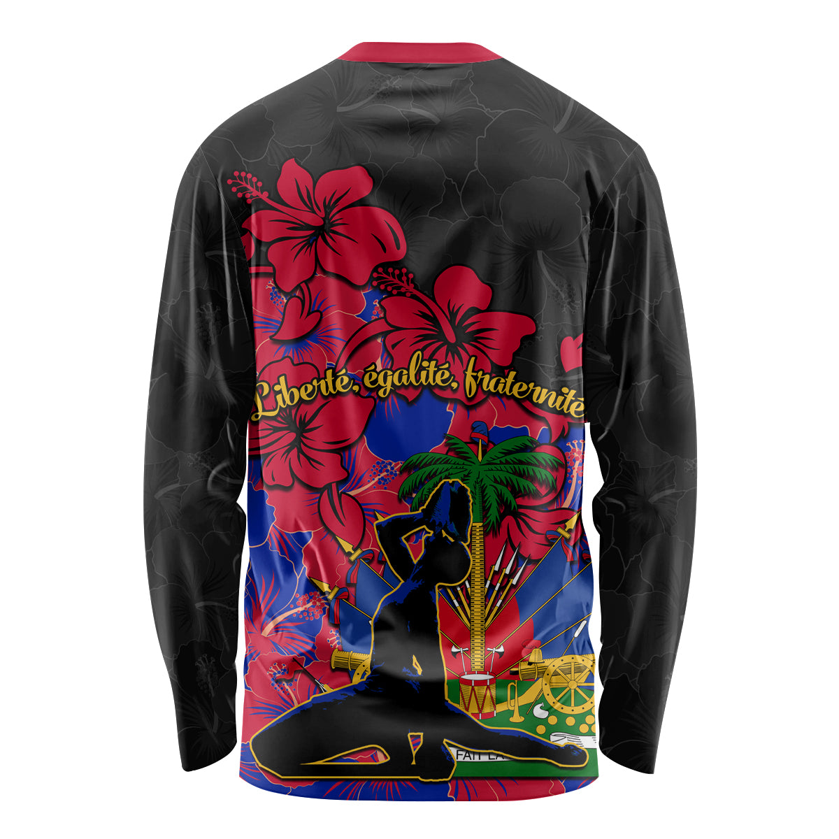 Haiti Independence Day Long Sleeve Shirt Hibiscus Neg Marron - Wonder Print Shop