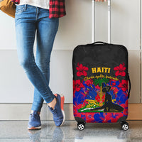 Haiti Independence Day Luggage Cover Hibiscus Neg Marron - Wonder Print Shop