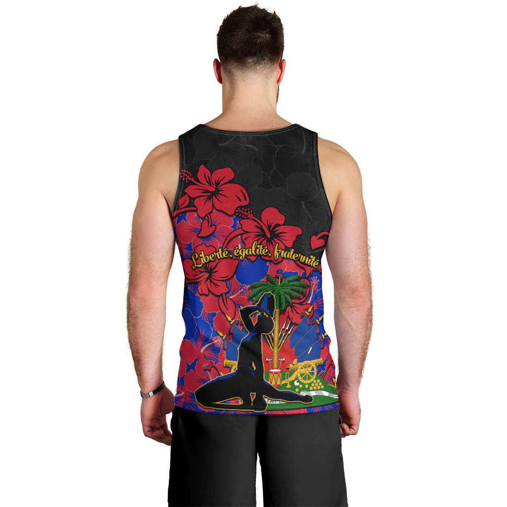 Haiti Independence Day Men Tank Top Hibiscus Neg Marron - Wonder Print Shop
