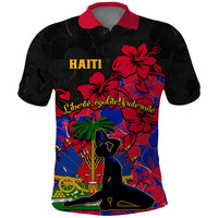 Haiti Independence Day Polo Shirt Hibiscus Neg Marron - Wonder Print Shop