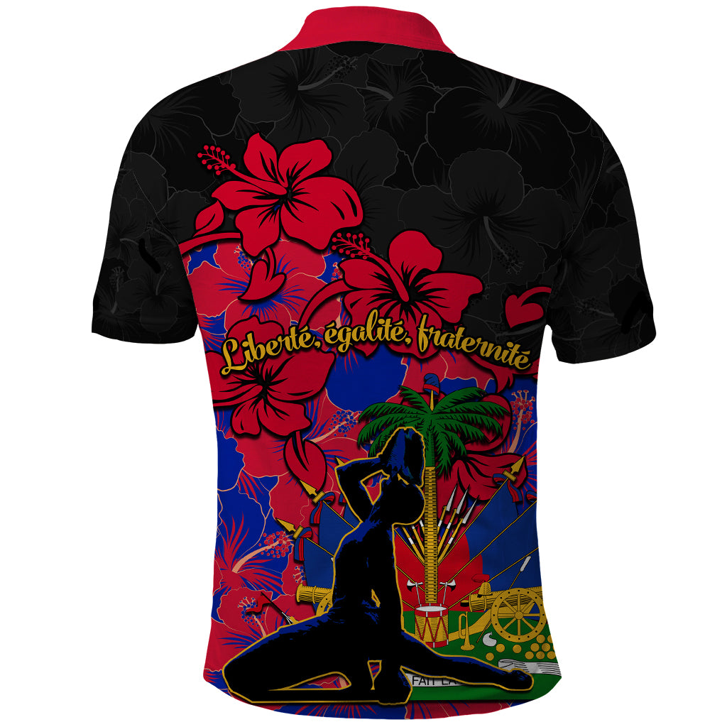 Haiti Independence Day Polo Shirt Hibiscus Neg Marron - Wonder Print Shop