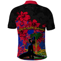 Haiti Independence Day Polo Shirt Hibiscus Neg Marron - Wonder Print Shop