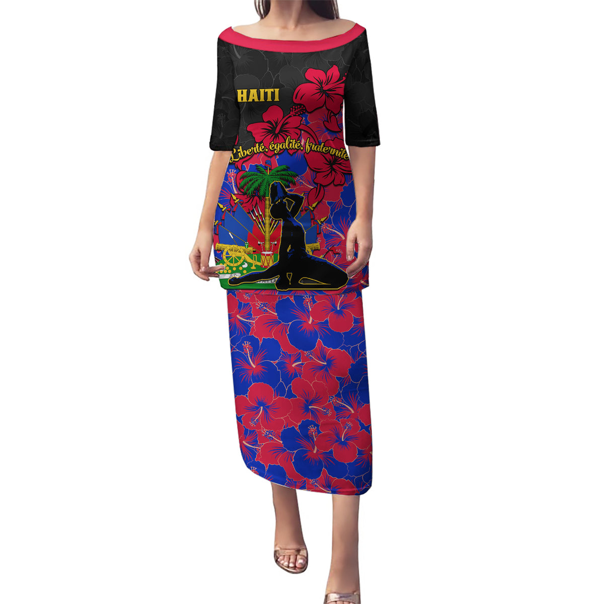 Haiti Independence Day Puletasi Hibiscus Neg Marron - Wonder Print Shop