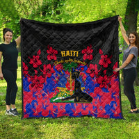 Haiti Independence Day Quilt Hibiscus Neg Marron - Wonder Print Shop