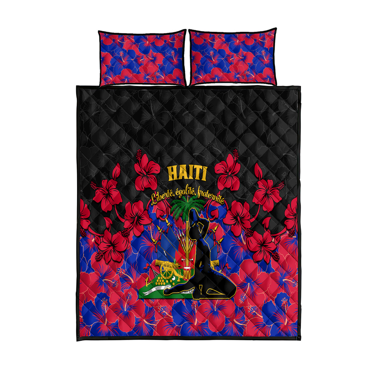 haiti-independence-day-quilt-bed-set-hibiscus-neg-marron