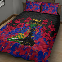 Haiti Independence Day Quilt Bed Set Hibiscus Neg Marron - Wonder Print Shop