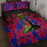 Haiti Independence Day Quilt Bed Set Hibiscus Neg Marron - Wonder Print Shop