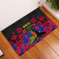 Haiti Independence Day Rubber Doormat Hibiscus Neg Marron - Wonder Print Shop