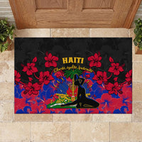 Haiti Independence Day Rubber Doormat Hibiscus Neg Marron - Wonder Print Shop