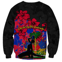 Haiti Independence Day Sweatshirt Hibiscus Neg Marron - Wonder Print Shop