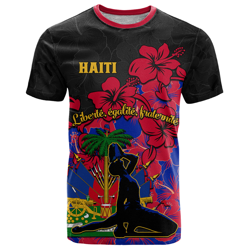 Haiti Independence Day T Shirt Hibiscus Neg Marron - Wonder Print Shop