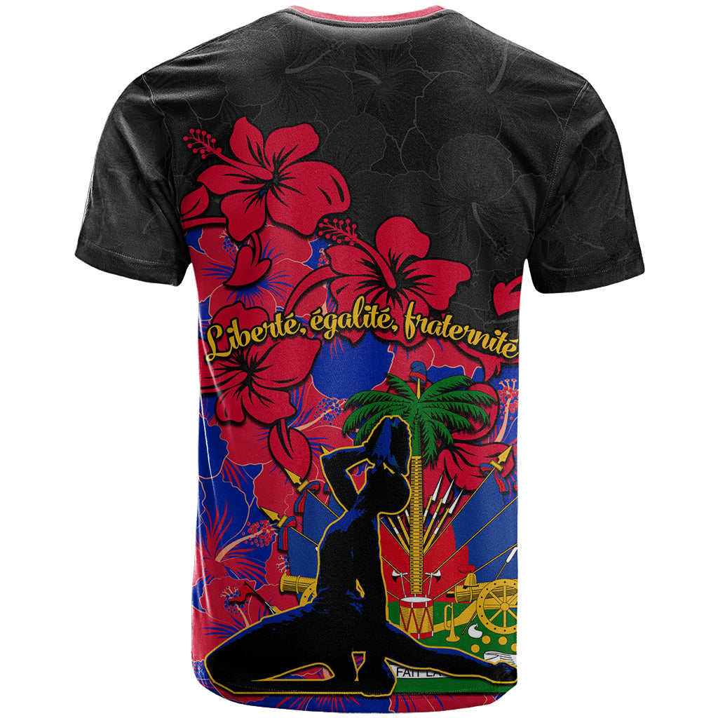 Haiti Independence Day T Shirt Hibiscus Neg Marron - Wonder Print Shop