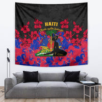 Haiti Independence Day Tapestry Hibiscus Neg Marron - Wonder Print Shop