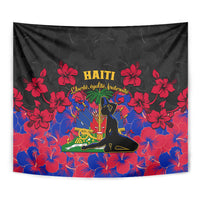 Haiti Independence Day Tapestry Hibiscus Neg Marron - Wonder Print Shop