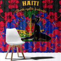 Haiti Independence Day Window Curtain Hibiscus Neg Marron - Wonder Print Shop