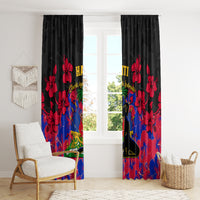 Haiti Independence Day Window Curtain Hibiscus Neg Marron - Wonder Print Shop