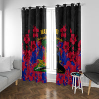 Haiti Independence Day Window Curtain Hibiscus Neg Marron - Wonder Print Shop
