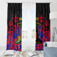 Haiti Independence Day Window Curtain Hibiscus Neg Marron - Wonder Print Shop