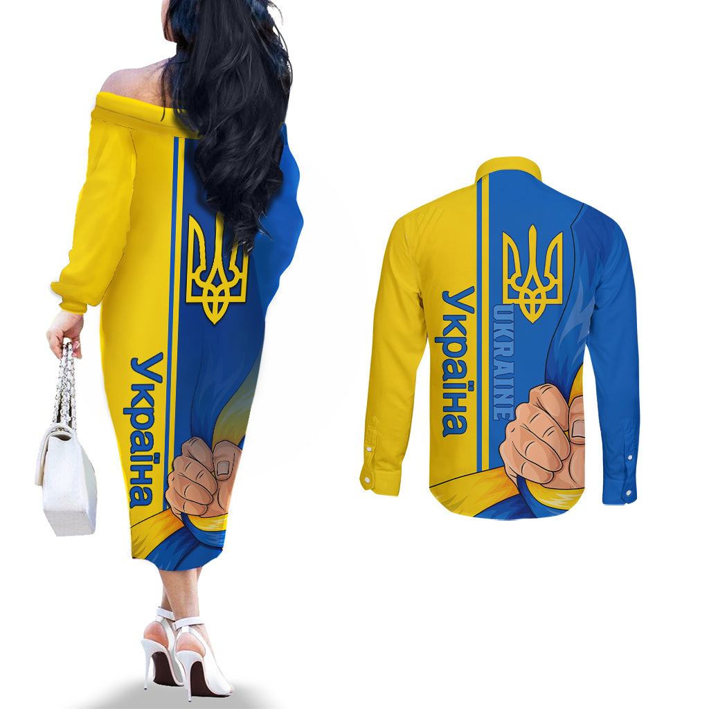 ukraine-unity-day-couples-matching-off-the-shoulder-long-sleeve-dress-and-long-sleeve-button-shirt-ukrainian-unification-act