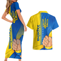 Ukraine Unity Day Couples Matching Short Sleeve Bodycon Dress and Hawaiian Shirt Ukrainian Unification Act - Wonder Print Shop