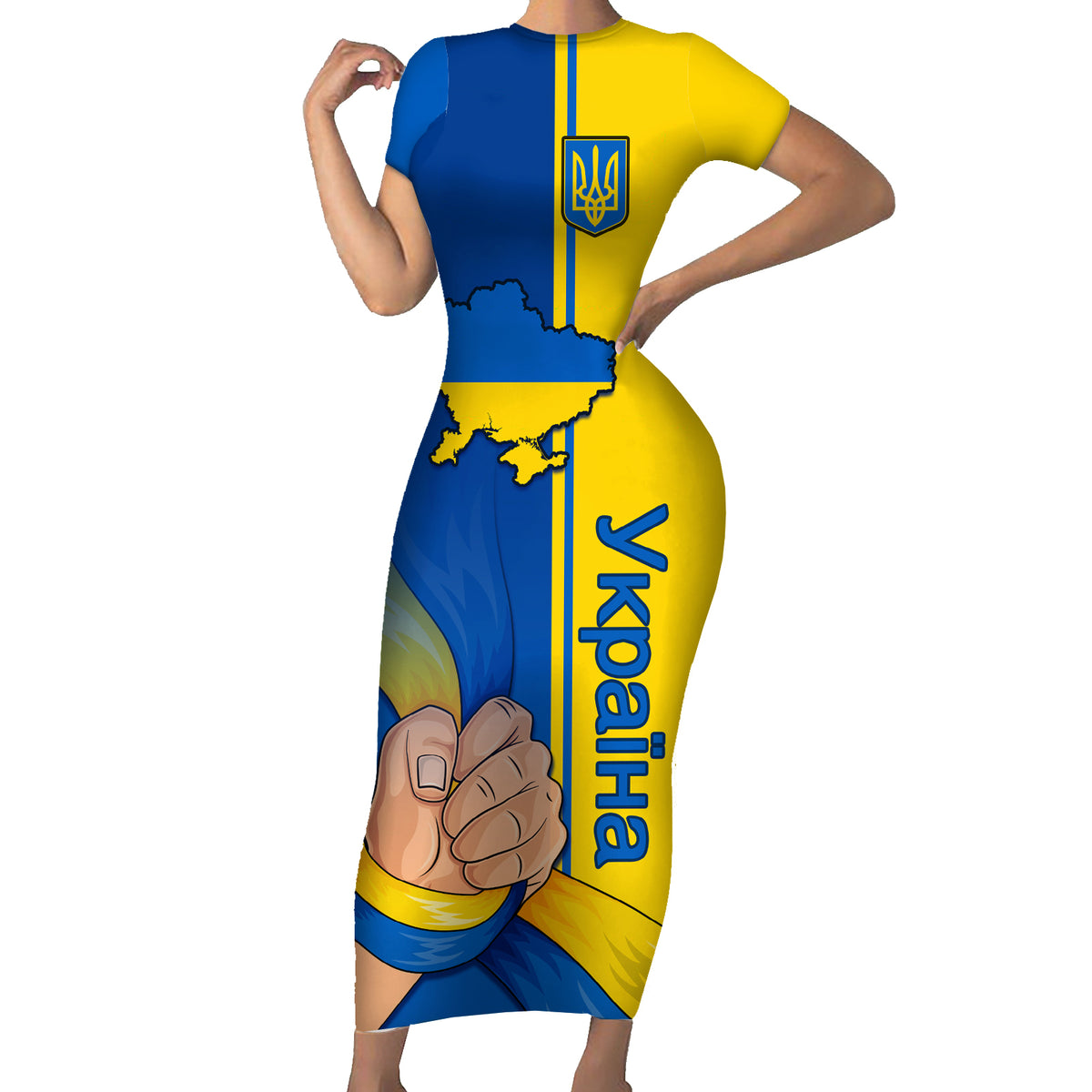 Ukraine Unity Day Family Matching Short Sleeve Bodycon Dress and Hawaiian Shirt Ukrainian Unification Act - Wonder Print Shop