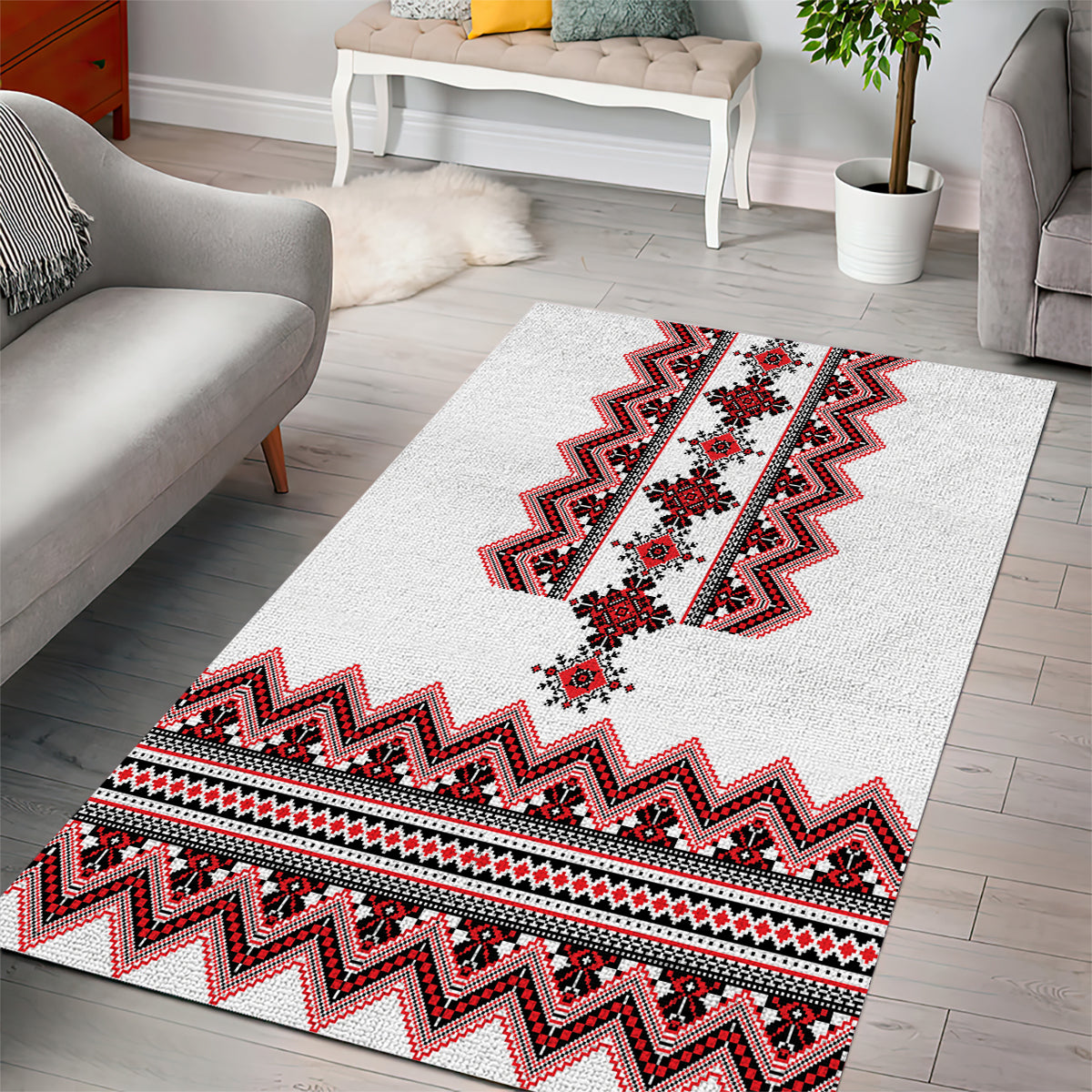 Ukraine Folk Pattern Area Rug Ukrainian Traditional Version - Wonder Print Shop