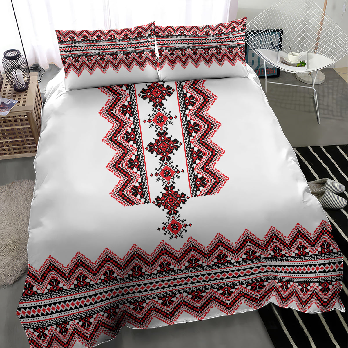 Ukraine Folk Pattern Bedding Set Ukrainian Traditional Version - Wonder Print Shop