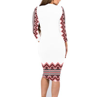 Ukraine Folk Pattern Family Matching Long Sleeve Bodycon Dress and Hawaiian Shirt Ukrainian Traditional Version - Wonder Print Shop