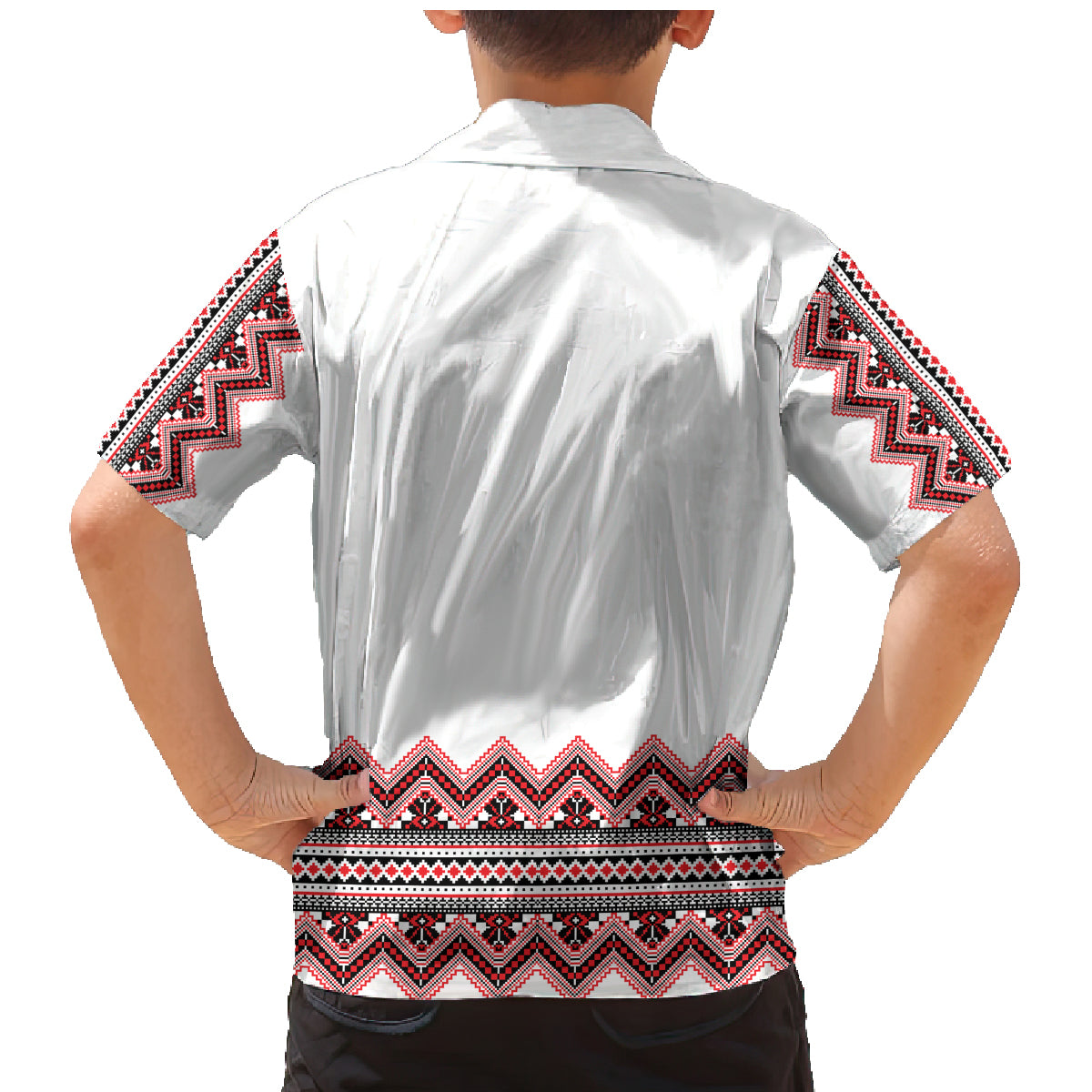 Ukraine Folk Pattern Family Matching Mermaid Dress and Hawaiian Shirt Ukrainian Traditional Version - Wonder Print Shop