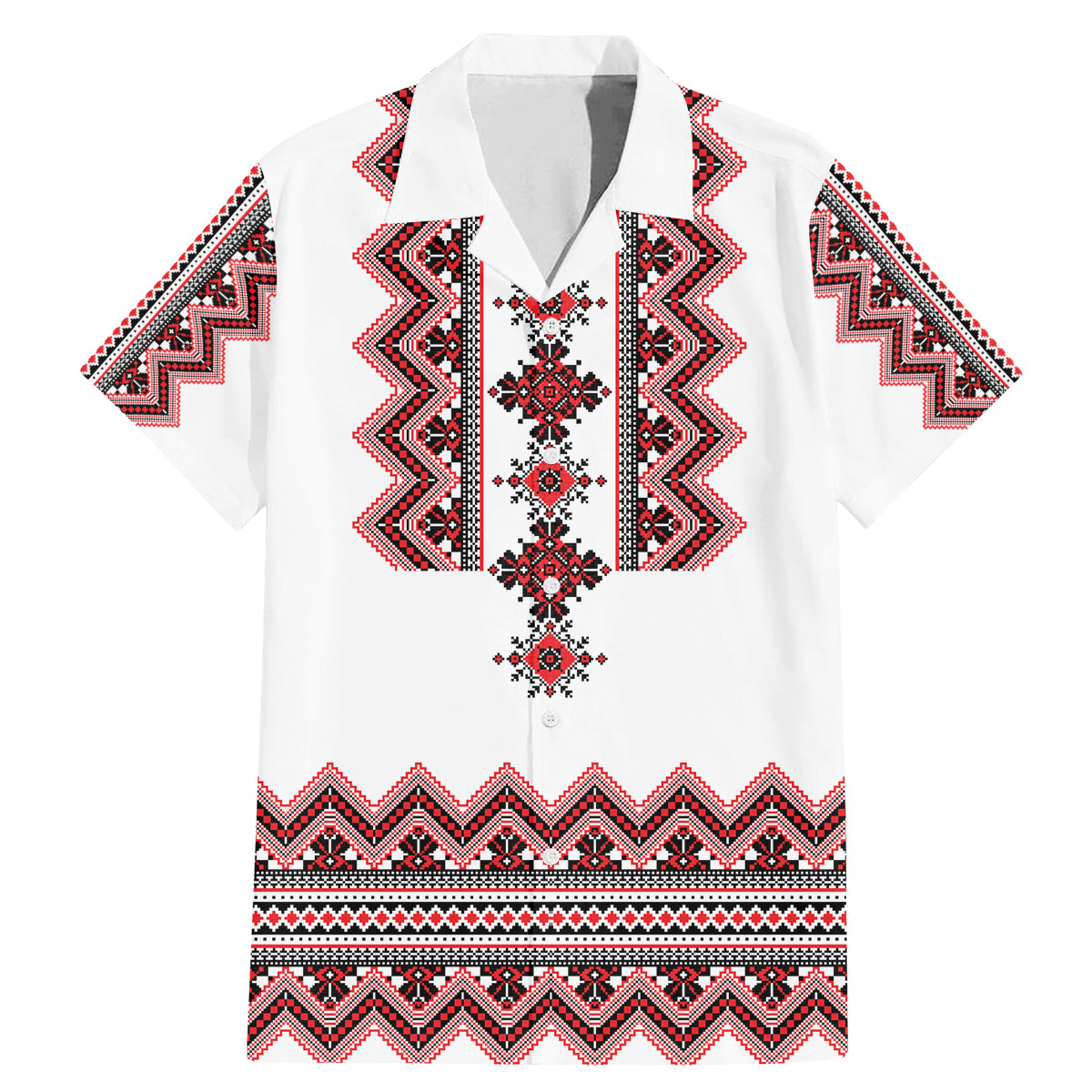 Ukraine Folk Pattern Family Matching Mermaid Dress and Hawaiian Shirt Ukrainian Traditional Version - Wonder Print Shop