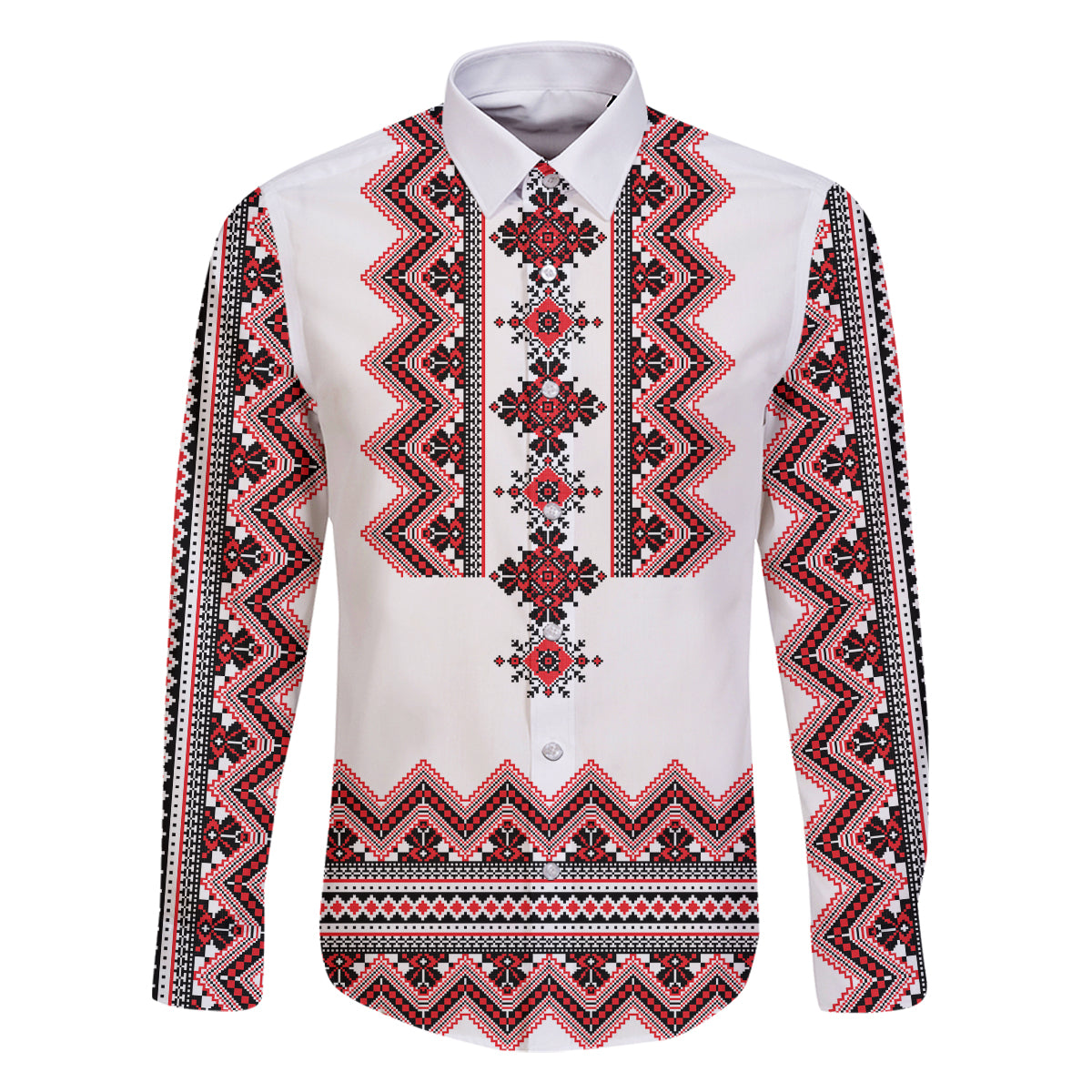 Ukraine Folk Pattern Family Matching Off Shoulder Maxi Dress and Hawaiian Shirt Ukrainian Traditional Version - Wonder Print Shop