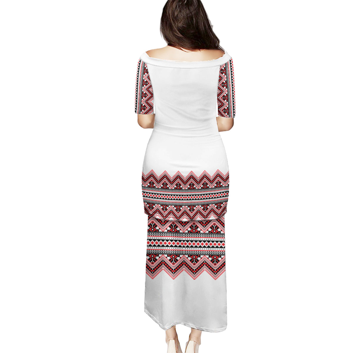 Ukraine Folk Pattern Family Matching Puletasi Dress and Hawaiian Shirt Ukrainian Traditional Version - Wonder Print Shop