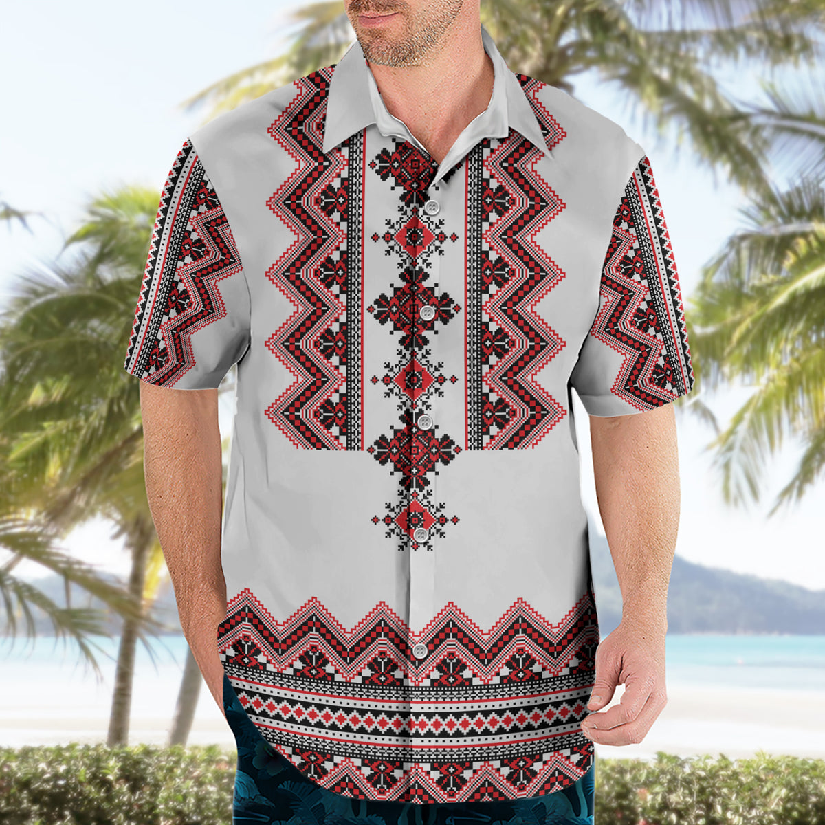 Ukraine Folk Pattern Hawaiian Shirt Ukrainian Traditional Version - Wonder Print Shop