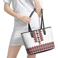 Ukraine Folk Pattern Leather Tote Bag Ukrainian Traditional Version - Wonder Print Shop