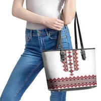 Ukraine Folk Pattern Leather Tote Bag Ukrainian Traditional Version - Wonder Print Shop