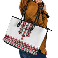 Ukraine Folk Pattern Leather Tote Bag Ukrainian Traditional Version - Wonder Print Shop