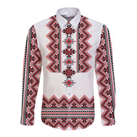 Ukraine Folk Pattern Long Sleeve Button Shirt Ukrainian Traditional Version - Wonder Print Shop