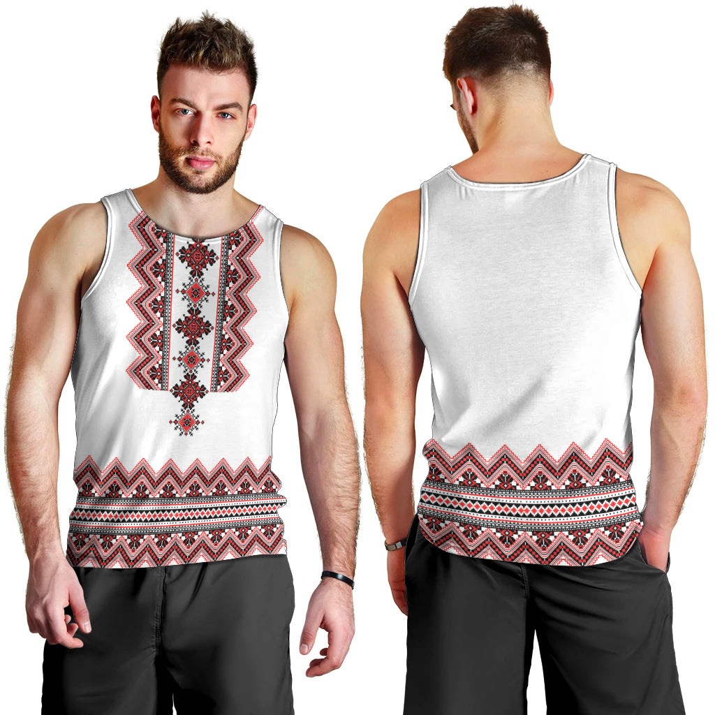Ukraine Folk Pattern Men Tank Top Ukrainian Traditional Version - Wonder Print Shop