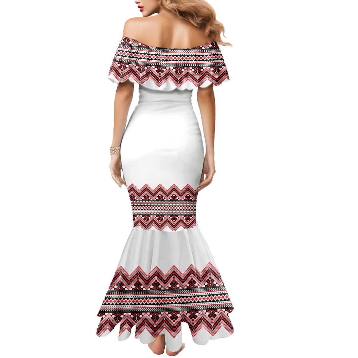 Ukraine Folk Pattern Mermaid Dress Ukrainian Traditional Version - Wonder Print Shop