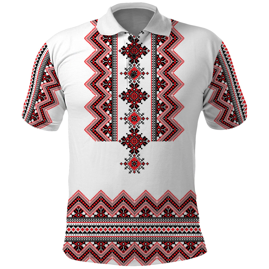 Ukraine Folk Pattern Polo Shirt Ukrainian Traditional Version - Wonder Print Shop