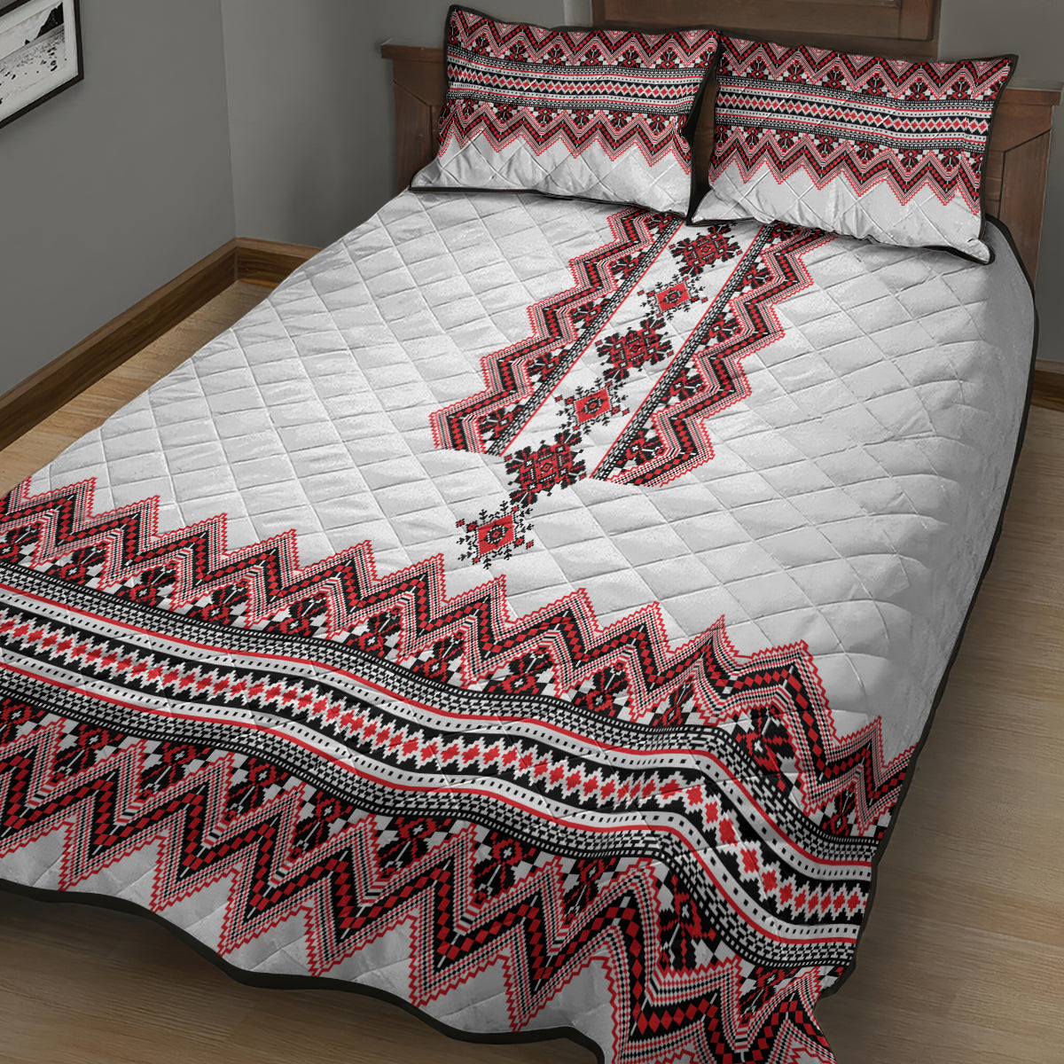 Ukraine Folk Pattern Quilt Bed Set Ukrainian Traditional Version - Wonder Print Shop