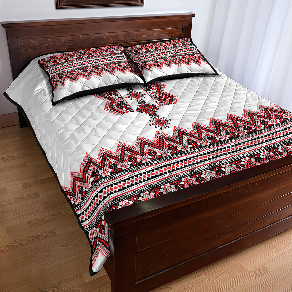 Ukraine Folk Pattern Quilt Bed Set Ukrainian Traditional Version - Wonder Print Shop