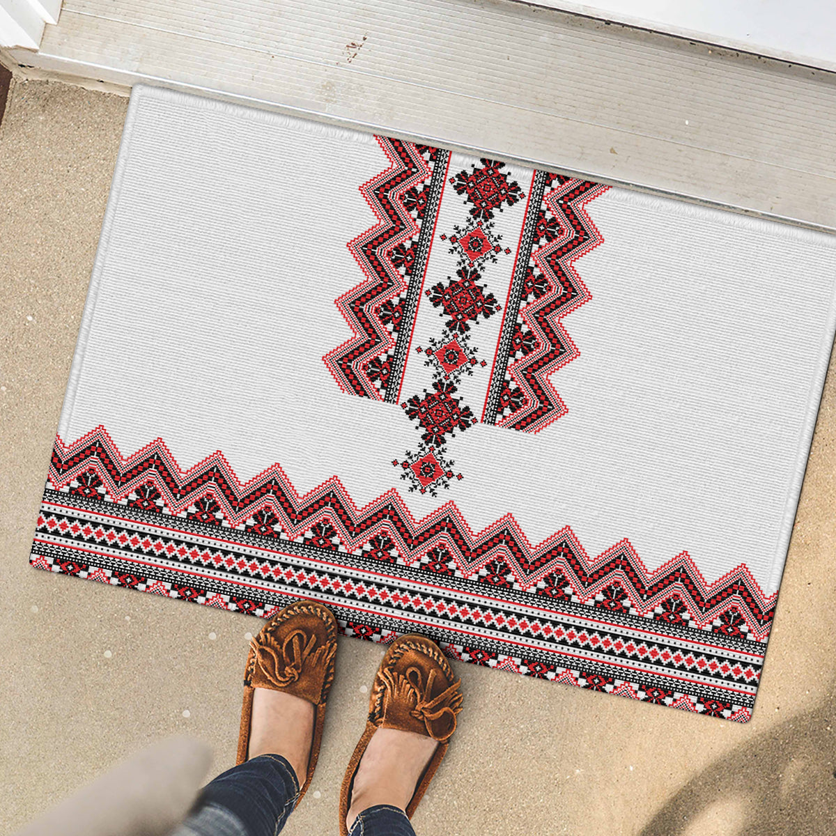 Ukraine Folk Pattern Rubber Doormat Ukrainian Traditional Version - Wonder Print Shop