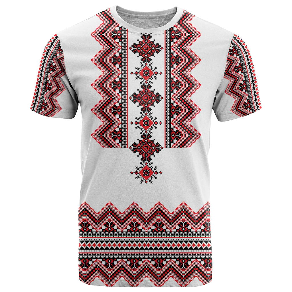 Ukraine Folk Pattern T Shirt Ukrainian Traditional Version - Wonder Print Shop
