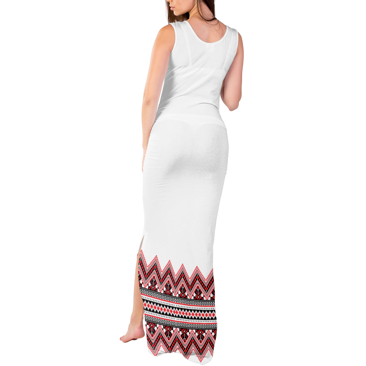 Ukraine Folk Pattern Tank Maxi Dress Ukrainian Traditional Version - Wonder Print Shop