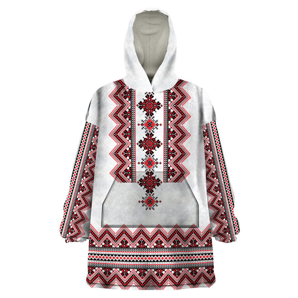 Ukraine Folk Pattern Wearable Blanket Hoodie Ukrainian Traditional Version - Wonder Print Shop