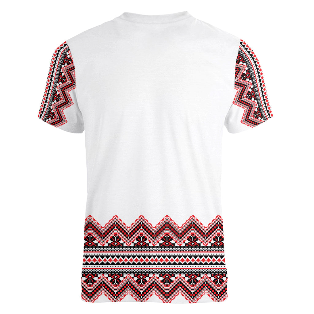 Ukraine Folk Pattern Women V Neck T Shirt Ukrainian Traditional Version - Wonder Print Shop
