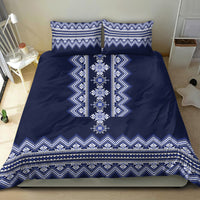 Ukraine Folk Pattern Bedding Set Ukrainian Navy Blue Version - Wonder Print Shop