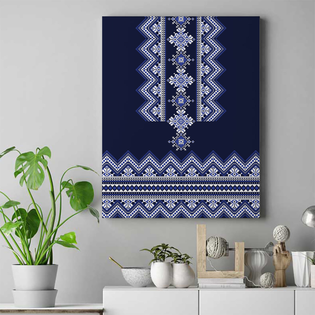 ukraine-folk-pattern-canvas-wall-art-ukrainian-navy-blue-version